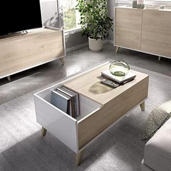 Mueble Ness Mesa de Centro, Melamina, Blanco, Normal