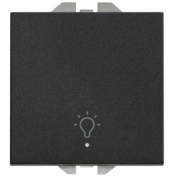 Pulsador Simon 270 con grabado Luz Luminoso 10A Negro Mate