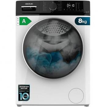 Lavadora Cecotec Carga Frontal 8 kg Inverter A, 1400 rpm, Clase A, Función Vapor, Motor Inverter Plus, 15 Programas
