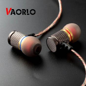 Auriculares VAORLO Metal con Sonido de Bajo Pesado, Conector 3.5MM, HiFi, Deportivos, Estéreo y Micrófono HD en Color Dorado