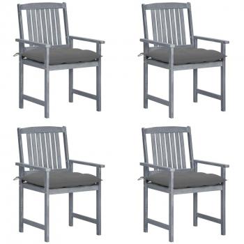 Acacia Wood Patio Chairs Set with Cushions - 4 Pieces