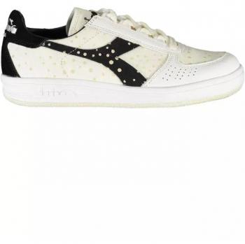 Elegant White Lace-Up Sneakers with Logo Accent - EU35.5/US5.5