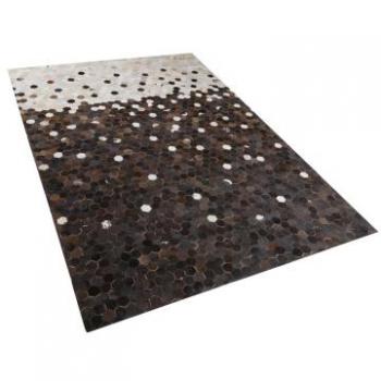 Alfombra de Piel de Vaca Patchwork Rústica 140 x 200 cm Marrón y Beige
