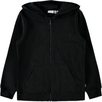 Name It Boys' Black Hoodie Jacket with Hood, NKMNESWEAT Card Unb Noos
