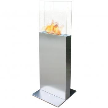Biochimenea de Suelo con Cristal Templado Clio Acero