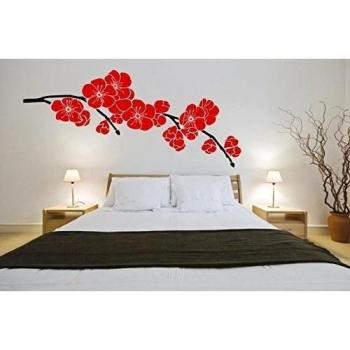 Japonés Cherry Blossom Ver2 Enhanced - Gigante Adhesivo decorativo para pared, Strawberry Red/Black, X-Large: 90cm x 200cm / 35 x 79