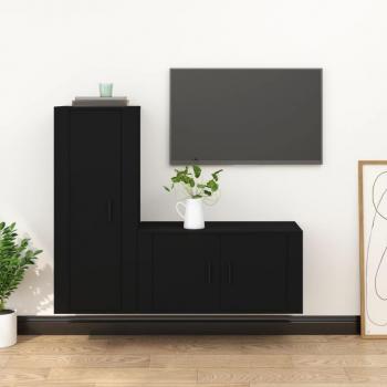 Set de muebles de TV 2 piezas madera contrachapada negro vidaXL