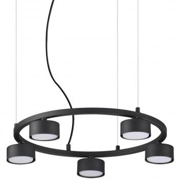 Lámpara colgante de techo circular Minor de metal negro con 5 bombillas y diámetro de 10 cm para interior