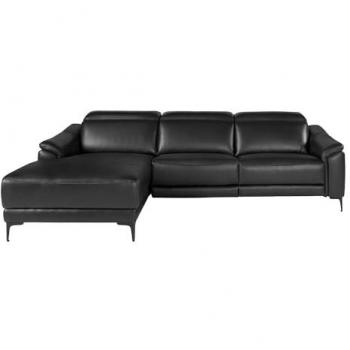 Sofá Chaise Longue Relax Izquierda en Piel Negra - 272 x 168 x 96 cm - Elegante y Funcional