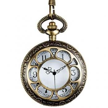 Reloj de bolsillo Steampunk con cadena - Efecto envejecido - Diámetro 4,5 cm