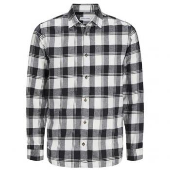 Camisa de Hombre Jack & Jones JJJOSHUA de Manga Larga en Cuadros Blancos y Negros Regular Fit
