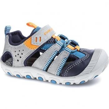 Pablosky - Sandalias deportivas cerradas para niña en color gris y azul con cierre adherente, modelo 976850, cómodas y ligeras