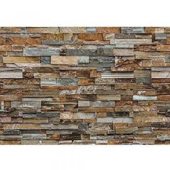 Colourido diseño de muro de piedra - Foto-papel pintado de papel tapiz 366 x 254 cm - 8 piezas de colour de pestaña de un paquete de pegamento y una cinta adhesiva de instrucciones de tu. Fabricado en Alemania.