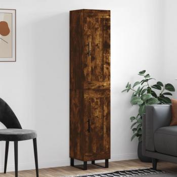 Aparador de Madera Contrachapada Rovere Fumo 34,5x34x180 cm con 1 Puerta y Cajón para Almacenaje Moderno