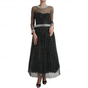 Dolce & Gabbana Black Crystal Embellished A-line Gown Dress - IT44 | L
