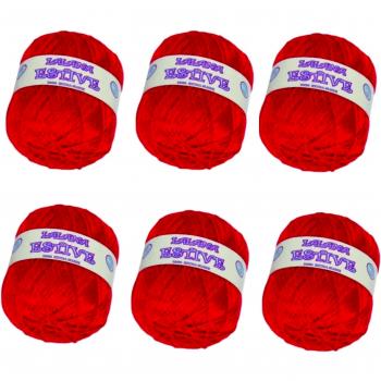 LA LANA ESTIVE 2209- PACK de 6 ovillos de 100grs cada uno para tejer. Color ROJO