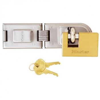 Master Lock 606720EURD Set de Portacandadiocon Bisagra y Candado rectangular con Llaves, CM