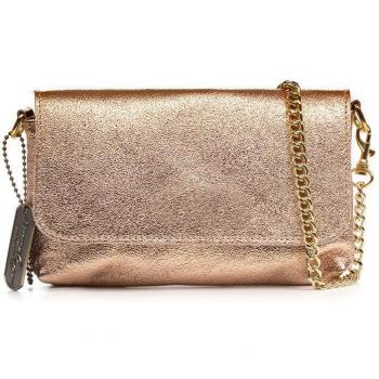 Bolso bandolera Arcevia de piel auténtica con acabado Gamuza lacada fabricado en Italia