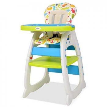 vidaXL Trona Convertible Mesa Azul Verde Silla Alta Asiento Banco Bebé Niños