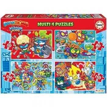 Educa Superthings. Set de 4 Puzzles progresivos Infantiles de 50 a 150 Piezas. A Partir de 5 años. 19206