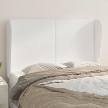 Cabecero de orejas blanco 147x23x111/128 cm en cuero sintético
