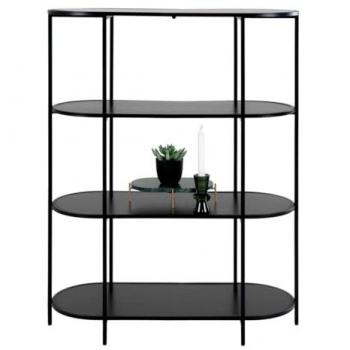 Estantería Librería Vita Negra de Metal y Tablero Aglomerado de Melamina, 36x85x111 cm