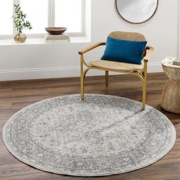 Surya Vintage Oriental Round Area Rug Grey/White Ø 160 cm