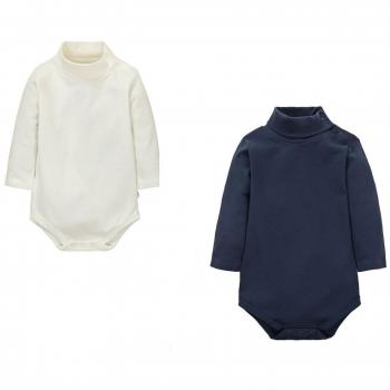 CuteOn 2 paquetes Unisexo Bebé Rompers - Cuello polo Manga Larga - 100% Algodón - Infantil Body Mono Azul real + Beige 24 Meses