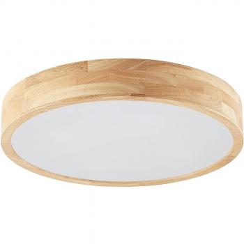 Plafón Lindby Tanju, madera de roble, diámetro 50 cm, lámpara de techo tradicional en marrón, para salón y comedor, 4 llamas E27