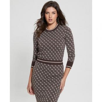 Guess Women's Brown Slim Fit Round-Neck Sweater
