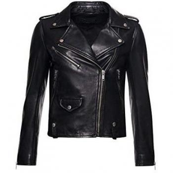 Superdry Mujer Chaqueta Motera de Piel Rylee Negro 38