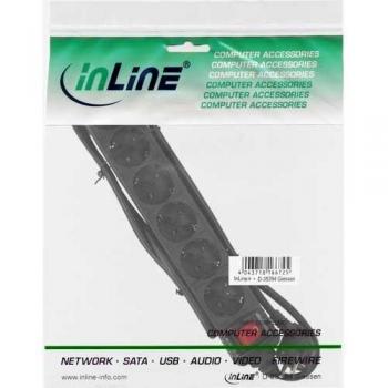 Regleta de enchufes 6-fach con protección, interruptor y cable de 3m - color negro