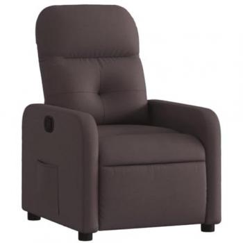 Sillón Reclinable de Tela Marrón Oscuro con Respaldo y Reposabrazos Ajustables