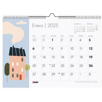 Calendario de Pared Anual 2025 Miquelrius A3 Casas 420x297 mm, con espacio para anotar, encuadernación espiral doble, diseño en español