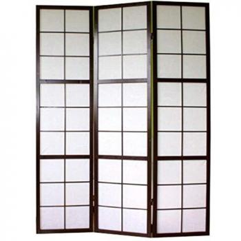 Biombo de 3 paneles en madera negra y papel de arroz 175x132cm