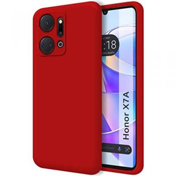 Funda Silicona Líquida Ultra Suave Doble Capa Roja para Huawei Honor X7a