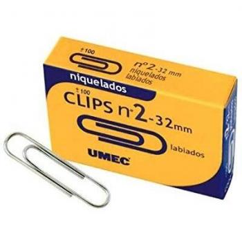Umec 129291 - Pack de 100 clips labiados, niquelados N2, 32mm