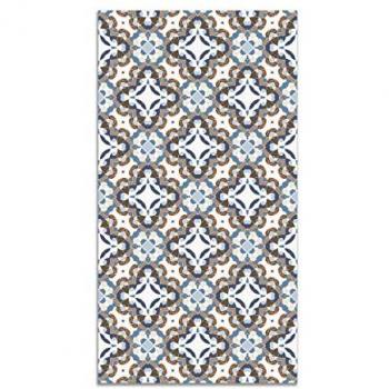 Alfombra Vinílica Hidráulica Oriental Azul Antideslizante e Ignífuga 80x200 cm para Cocina y Salón