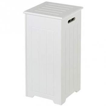 Cesto de ropa arcón de madera blanco contemporáneo 60x29x29 cm con 2 asas y tapa abatible