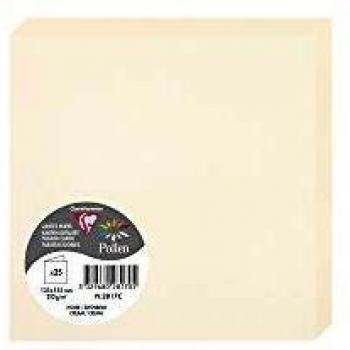 Clairefontaine 2817C - Un paquet de 25 cartes pliées Pollen 13,5x13,5 cm 210 g, Ivoire
