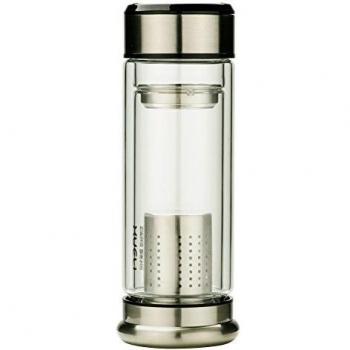 Nueva manera de la llegada de vidrio botella de agua creativa formado 270ml de la caldera de acero inoxidable sistema de infusión del té del tamiz y carbón activado FD-617