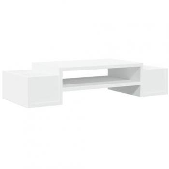 Soporte de pantalla con almacenaje madera blanco 70x27x15 cm