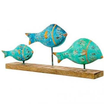Figura Decorativa Alexandra House Living Azul Hierro Peces 72 x 10 x 28 cm