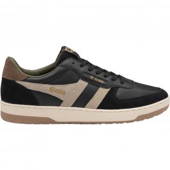 Gola Hawk Men's Black Leather Lace-Up Sneakers