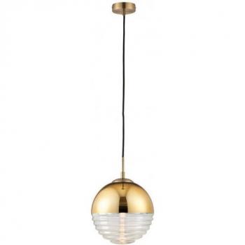 Lámpara colgante Paloma de Endon, 1 luz, globos de vidrio acanalado transparente con efecto dorado, casquillo E14