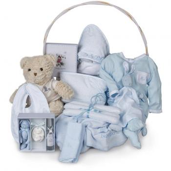 Canastilla bebé vintage ensueño azul