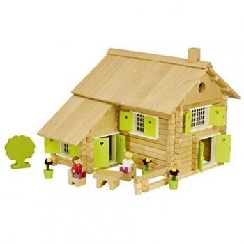Casa de Troncos Jeujura - 240 Piezas, Juguete Ecológico de Madera