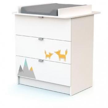 Cambiador Webaby Renard Blanco con 3 Cajones y Plancha Amovible en Madera