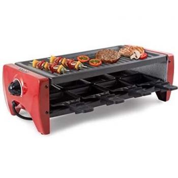 Beper 90.381 Sfiziella-Plancha de Asar para 8 Personas, 1200 W, Color Rojo
