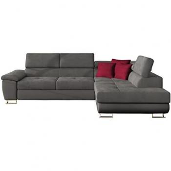 Sofá rinconero Comfivo 166 con función de descanso y caja de ropa de cama, 270x202x71cm